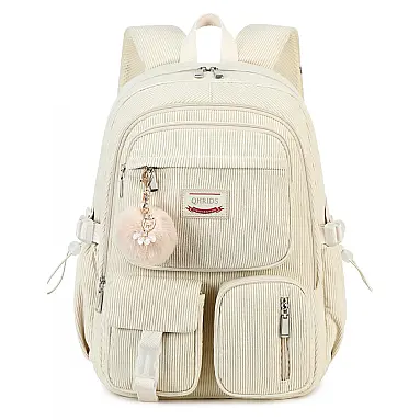 Mochila escolar de veludo cotelê