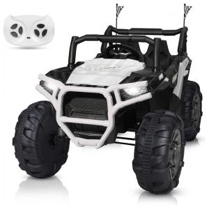 BAHOM Carrinho, Carro Elétrico Jeep, 2 lugares, 12V, c, controle remoto, USB MP3, 3 km, h, 2 a 6 anos, Branco