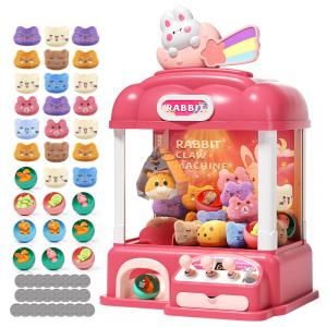 AIQI 55 PCS Large Kids Claw Machine Vermelha com Luzes LED e Som, Máquina de Garra Eletrônica para Crianças