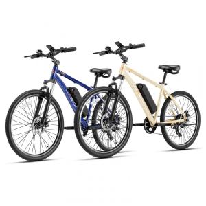 Bicicleta Elétrica Jasion EB5 Azul e Cáqui 1000W Motor Brushless Bateria Removível 360Wh Pneus 66cm 7 Marchas Suspensão Dianteira 110V