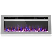 Lareira Elétrica de Embutir A44x127L com Controle Remoto, Temporizador e Chamas Multicolorida, 110V, LITSDFM, Espelhada