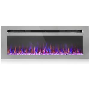 Lareira Elétrica de Embutir A44x127L com Controle Remoto, Temporizador e Chamas Multicolorida, 110V, LITSDFM, Espelhada