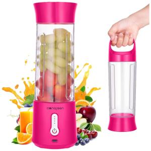 Liquidificador Portátil 500mL com 6 Lâminas e Garrafa Esportiva, 150W, AIKIDS, Rosa