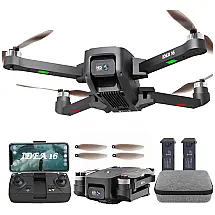 Drone com Câmera 4K, Motor Brushless, 2 Câmeras, 40km/h, Resistência ao Vento Nível 4 e 5GHz WiFi FPV, le-idea, Preto