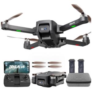 Drone com Câmera 4K, Motor Brushless, 2 Câmeras, 40km/h, Resistência ao Vento Nível 4 e 5GHz WiFi FPV, le-idea, Preto