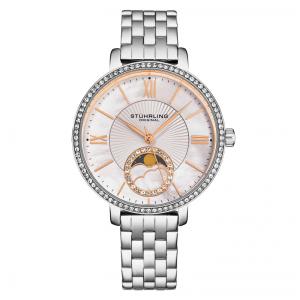 Relógio Stuhrling Horizonte 4038, 36 mm, Estilo Clássico, Moldura e Pulseira em Aço Inoxidável Prateado