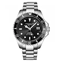 Relógio Automático Japonês Stuhrling Depthmaster 42mm Diâmetro Mostrador Preto Resistente e Elegante
