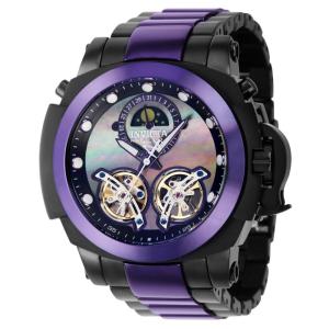 Relógio Masculino Automático Reserve Man of War com Mostrador em Madrepérola, Invicta 39581, Preto e Roxo