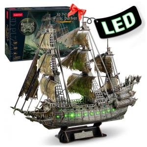 CubicFun Quebra Cabeças 3D Navio Fantasma Holândes Verdecom Led para Crianças e Adultos, 360 Peças