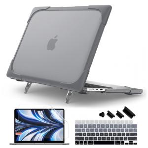 Capa Protetora Resistente a Choques para MacBook Air 13,6 polegadas - Modelo de Lançamento 2025 2024 2022 da Batianda, Cinza