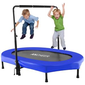 ANCHEER Cama Elastica Infantil com Diâmetro e Corrimão Ajustável para até 100 kg, Azul