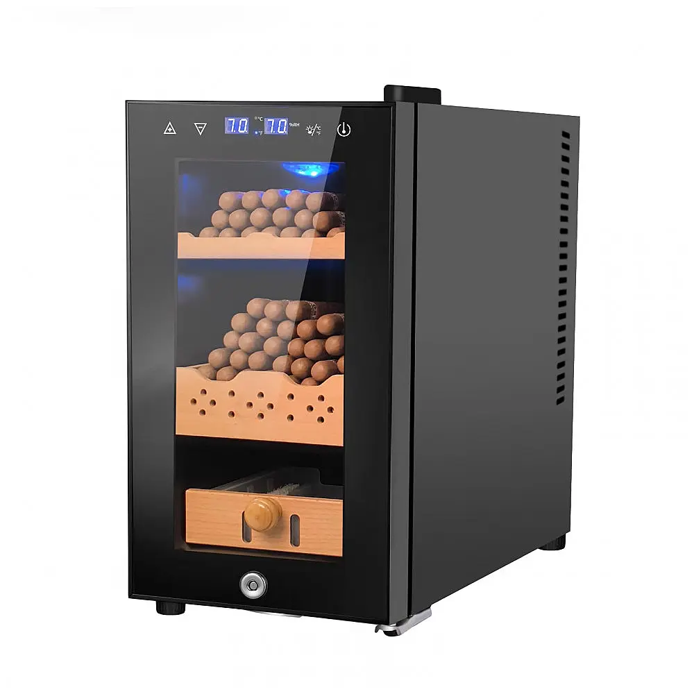 Humidor Elétrico Velieta Preto e Prata 25L Termostático Controle Digital 115V
