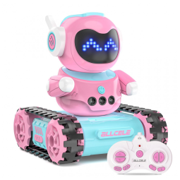 Robô Infantil ALLCELE LED RC, Brinquedo de Controle Remoto para Meninas com Walkie Talkie, Programação, Música, Demonstração e Função LED.