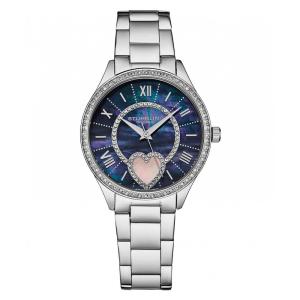 Relógio Stuhrling Taylor Clássico 38mm Mostrador Azul Madre-pérola Pulseira Aço Inoxidável Prateada 4019