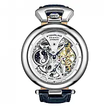 Relógio Automático Stuhrling Emperor's Grandeur 3919 Prata com Pulseira de Couro Azul 42mm