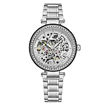 Relógio Automático Stuhrling Radiante Elegance 36mm, Moldura e Pulseira em Aço Inoxidável Prateado