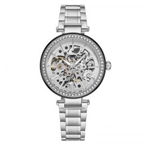 Relógio Automático Stuhrling Radiante Elegance 36mm, Moldura e Pulseira em Aço Inoxidável Prateado