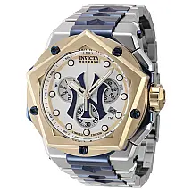 Relógio Masculino Reserve MLB New York Yankees, Invicta 44491, Prata e Azul Escuro
