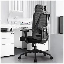 Cadeira de Escritório Ergonômica com Apoio de Cabeça e Braço Ajustáveis, Primy, Preta