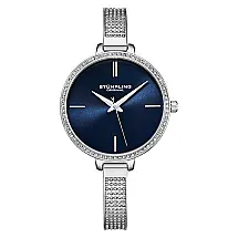 Relgio de pulso Pentai 3949 Fashion 36mm, mostrador azul e pulseira de ao inoxidvel prateado com fivela, Stuhrling.