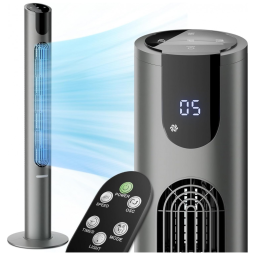 Ventilador de torre silenciosa oscilante Magshion de 45 polegadas e 8 velocidades com Controle Remoto para quarto interno de casa cinza