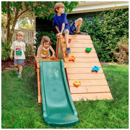 Playground com Parede de Escalada Avenlur Palm 5 em 1 para Quintal e Interior com Escada, Parede de Escalada, Escorregador de 1,2m, Tenda.