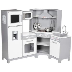 Cozinha de Brinquedo Realista em Madeira para Crianças de 3 a 6 Anos, AMZ, Branca
