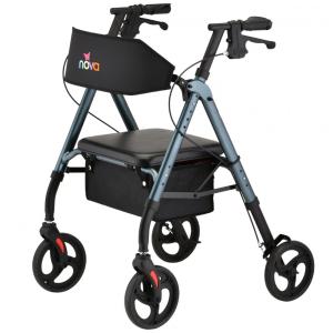 Andador Adulto Idoso com Apoio de Braço, Assento Acolchoado e Cesto, Suporta até 136 quilos, NOVA MEDICAL PRODUCTS, Azul