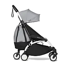 Carrinho de Bebê Portátil Vira Bolsa com Encosto Reclinável, Arnês de 5 Pontos e Bolso Traseiro com Zíper, Babyzen Yoyo2, Cinza e Branco
