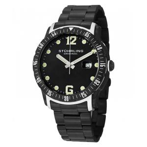 Relógio Trofu 421 com Mostrador Preto e Fivela de Aço Inoxidável Preto, Stuhrling