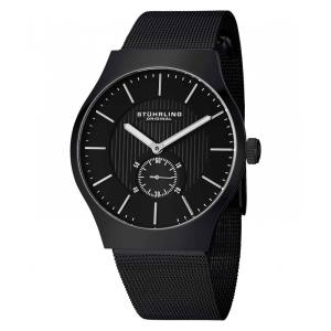 Relógio masculino Albion 125G 40mm com mostrador preto e pulseira de aço inoxidável preta.