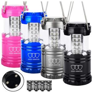 Kit Lanterna LED para Acampamento e Caminhadas, 4 UN, Gold Armour, Colorida