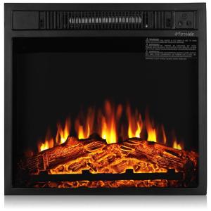 Lareira Elétrica de Embutir A43x45L com Controle Remoto, Luz LED e Chama Ajustável, 110v, TURBRO Fireside FS18, Preto