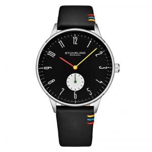 Relógio Masculino Stuhrling D26C 42mm Clássico Preto e Prata, Pulseira Confortável e Resistente