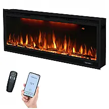 Lareira Elétrica Dreamflame 112x45cm 1500W WiFi Alexa Chamas LED Embutir 110V