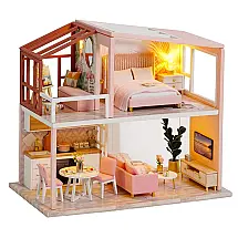 Casa em Miniatura Realista 3D com Móveis de Madeira para Adultos e Adolescentes, Fsolis, Branca