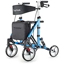 Andador Adulto Idoso com Apoio de Braço, Assento Acolchoado e Cesto, Suporta até 158 kg, AUITOA, Azul Claro