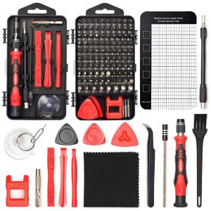 Kit de Chaves de Fenda de Precisão STREBITO 124 Peças Vermelho 101 Bits CR-V Magnéticos