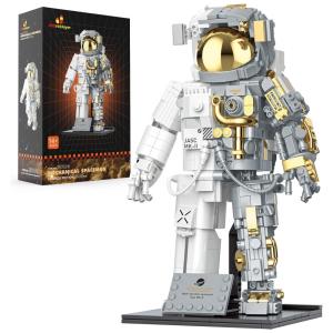 Kit de Construção Astronauta com 900 Peças, JMBricklayer, Branco e Cinza