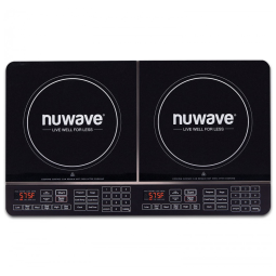 Cooktop de Indução Elétrico Duplo com Controles Independentes e Superfície de Vidro Cerâmico à Prova de Estilhaços,1800W 110V Nuwave, Preto