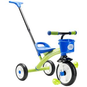 Triciclo Infantil com Alça para os Pais e Cesto para Crianças de 1 a 6 anos, GOMO, Verde e Azul