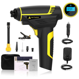 Compressor de Ar Portátil Sem Fio 120W 150PSI Digital, Recarregável LCD, ADPOWER, Preto