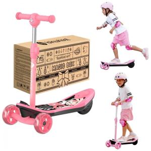 Mini Patinete Elétrico para Crianças de 3 a 12 anos com 3 Rodas e LED, Peso Max 50kg, isinwheel, Rosa