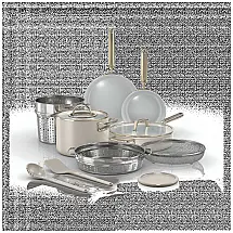 NeverQuit 12-Piece Ceramic Cookware Set. Stone Gold