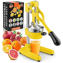 Espremedor Profissional, Aço Inoxidável, ZULAY KITCHEN Heavy Duty Manual Citrus Press, Amarelo