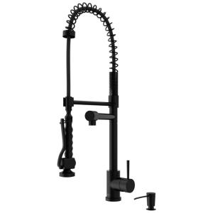 Torneira Cozinha com Pulverizador Pull Down e Dispensador de Sabão, Aço Inoxidável, VIGO VG02007MBK2, Preto Fosco