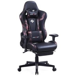 Cadeira Gamer Ergonômica Ajustável com Apoio para os Pés, Camuflada, DOXACEF DF09, Vermelho