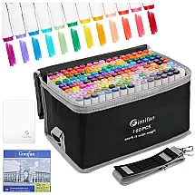 Conjunto de Canetas Artisticas 160 Cores com Estojo de Transporte e Suporte de Ponta Dupla, Gimifan