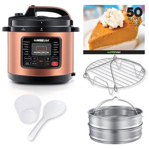 Panela de Pressão Elétrica 12.5L com 12 Predefinições e Painel de Led, Cobre, 110V, GOWISE USA, Dourado