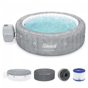 Spa Inflável Hidromassagem para 5 a 7 Pessoas Externo com 180 Jatos e Capa, Coleman, Cinza